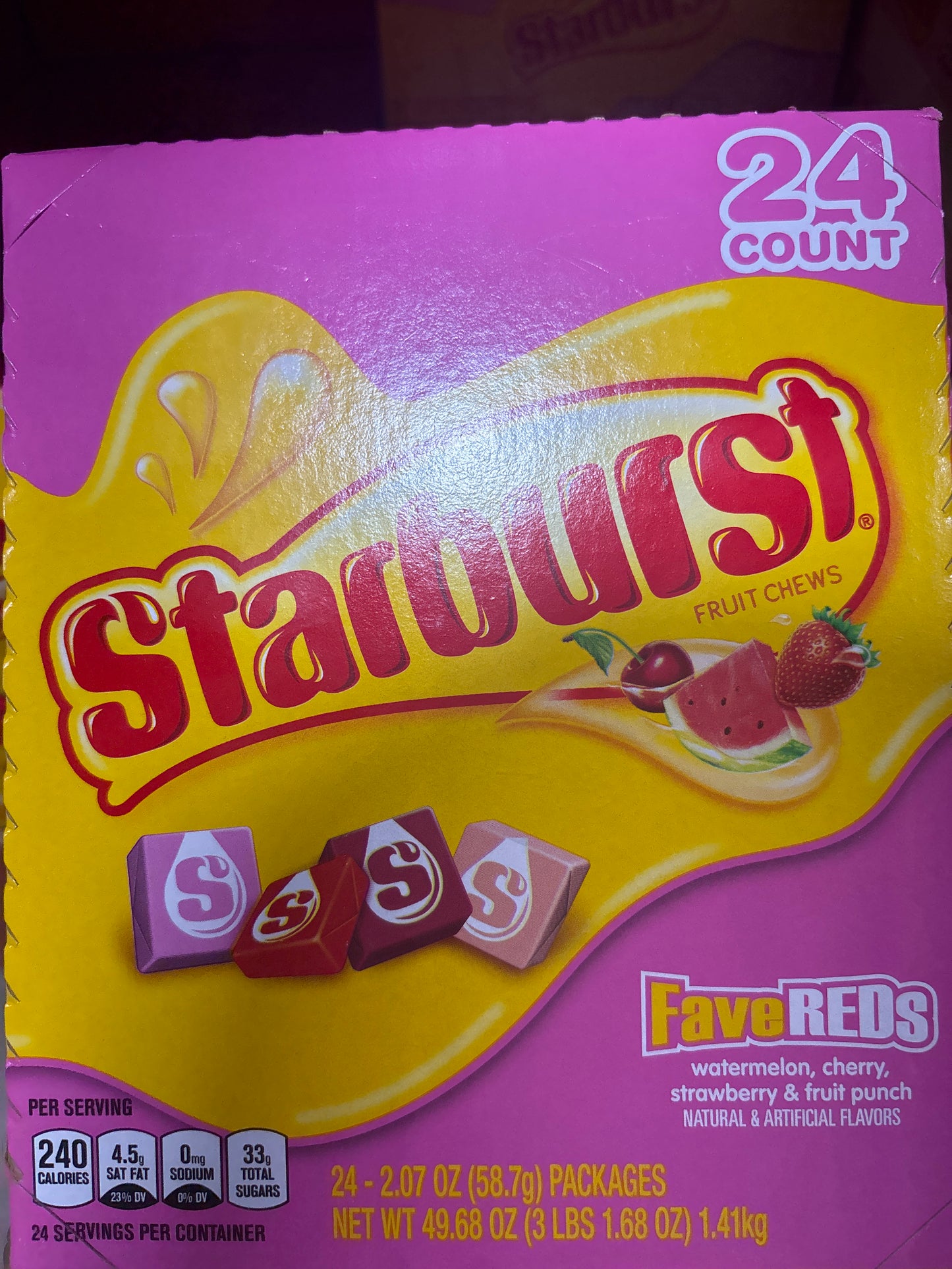 Starburst Fave Reds 24pk,1.68oz