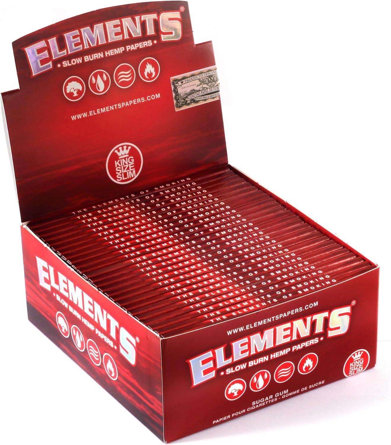 Elements Hemp Kingsize Slim Red Box50