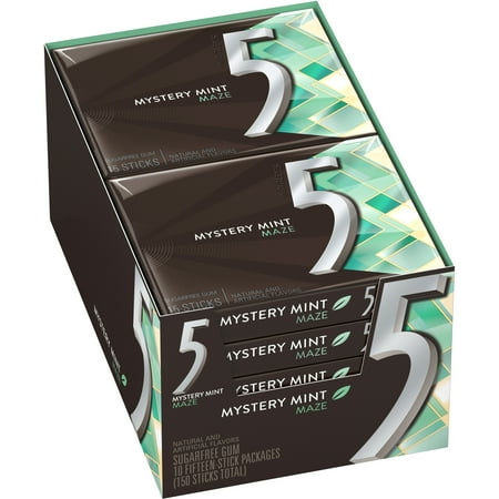 Five Sugarfree Gum Mystery Mint Maze, 10 PK - 15 ea