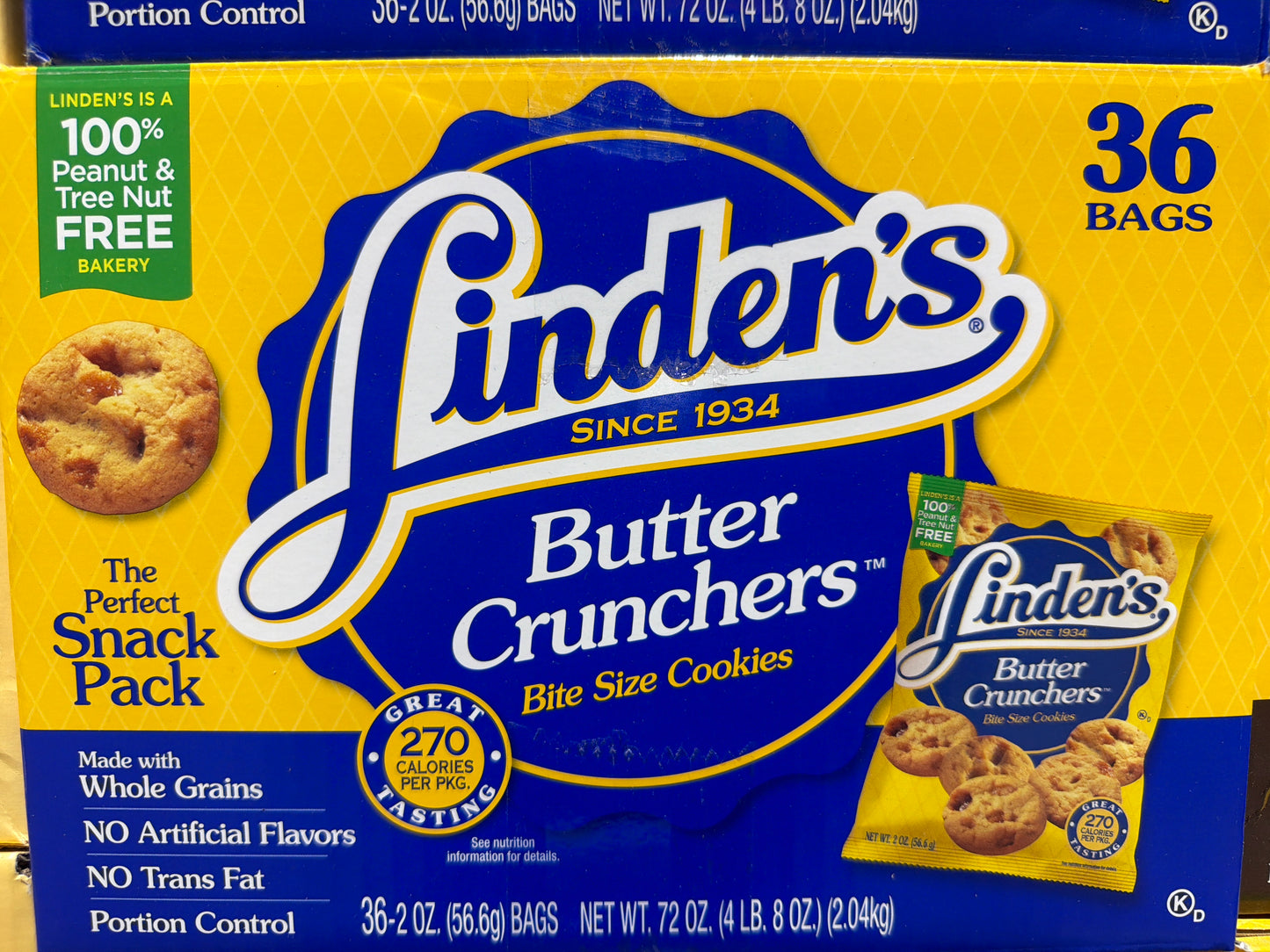 Linden's Mini Butter Crunchers Cookies, 2 oz., 36 pk.