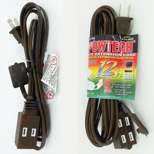 PowTech Electrical Extension Cord 12FT Brown 10 PCK