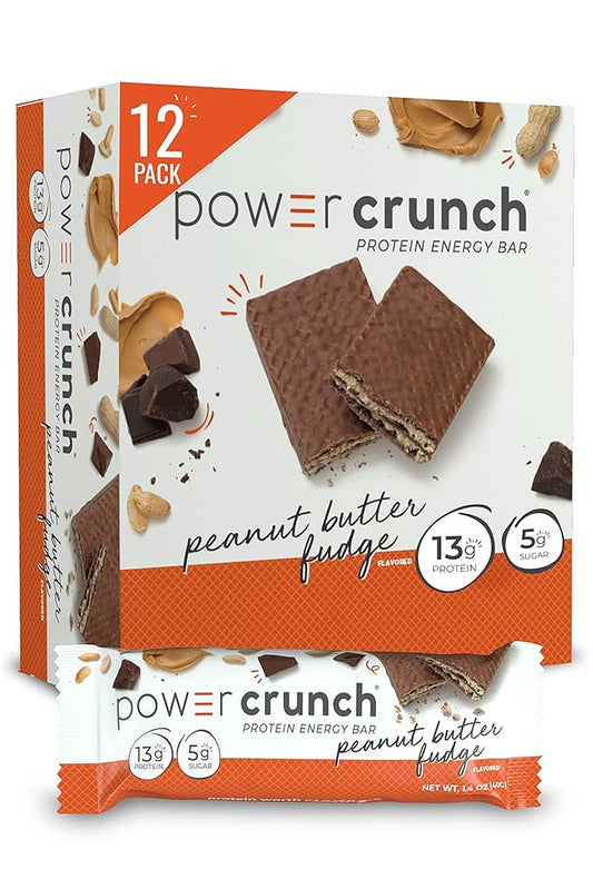 Power Crunch Protein Wafer Bar – Peanut Butter Fudge (1.4 oz, 12‑Count Box)