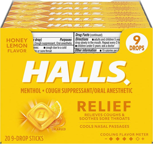 Halls Mentho-Lyptus Honey Lemon 20 - 9 Piece Sticks