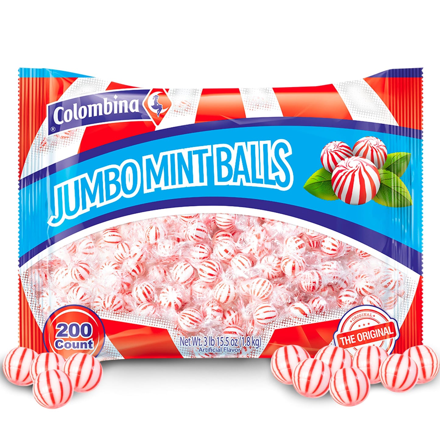 Colombina Candy Jumbo Balls Count Bags Peppermint 2.20 lb