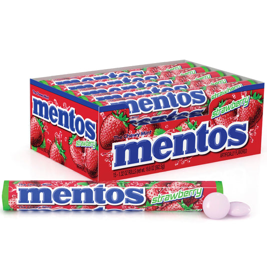 Mentos Candy Roll Strawberry 1.32 Oz 6 Count