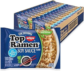 Nissin Top Ramen Soy Sauce Flavored Noodles 3Oz, (24 Count)