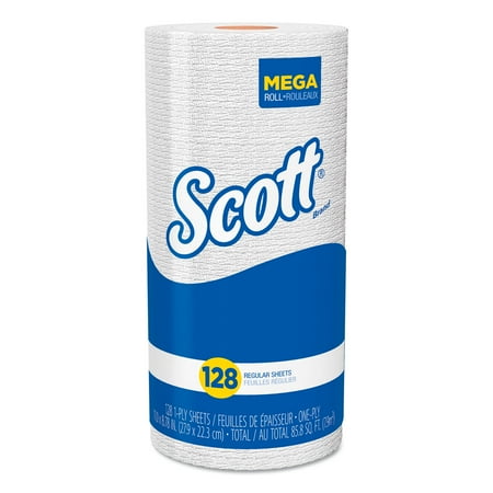 SCOTT Perforated Kitchen Towel Rolls 11" x 8.78" White 128/Roll 20/Carton
