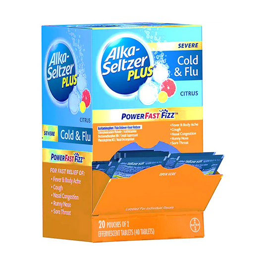 Alka‑Seltzer Plus Cold & Flu Citrus Dispenser – 20 Pouches (2 caplets each)