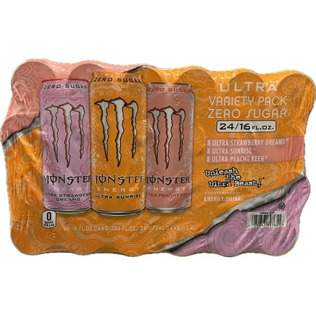 Monster Energy Zero Sugar Ultra Variety Pack 16 Fluid Ounce (Pack of 24)