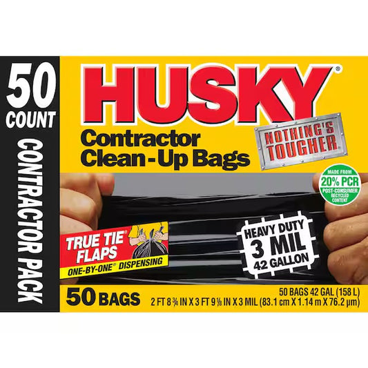 Husky Contractor Clean Up Bags 1 Gallon, (42 Count)
