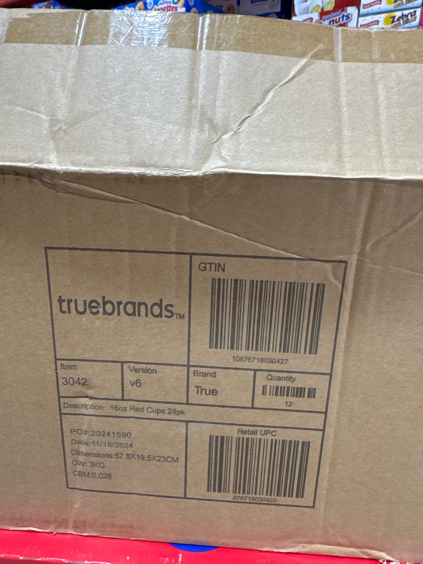True Brands 16Oz Red Cup 12 pack of 24. - Deli Supplies