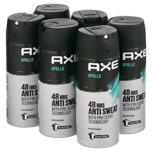 Axe Apollo Deodorant Body Spray – 150 mL, Case of 6 Aerosol Cans