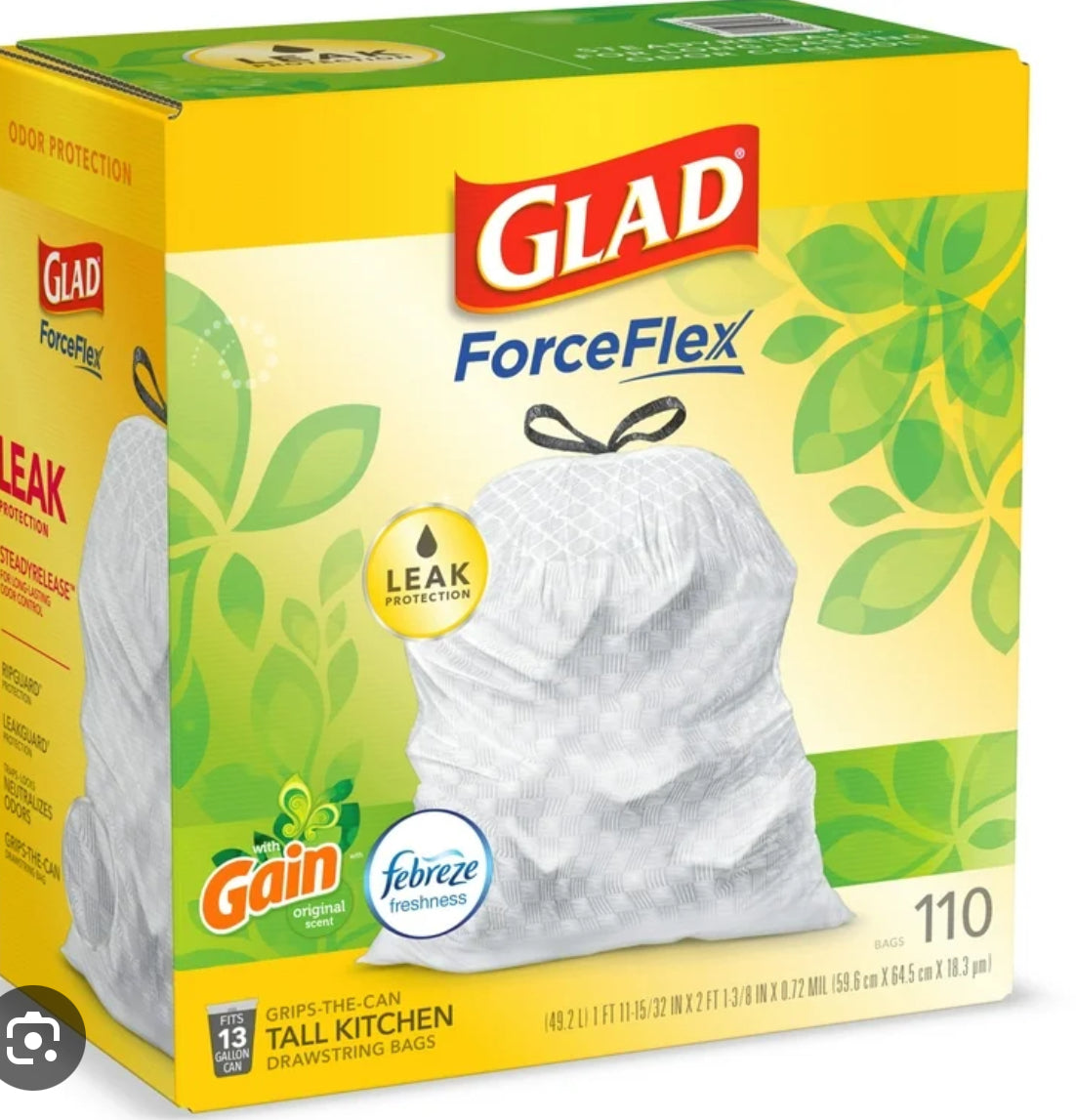 Glad ForceFlex Trash Bag 100-3 Gallon