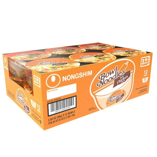 Nongshim Bowl Noodles Spicy Chicken Flavored 3.03Oz, (12 Count)