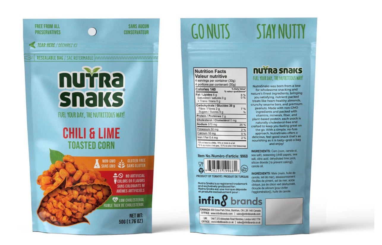 Nutra Snaks Chilli N’ Lime Toasted Corn 24-50g
