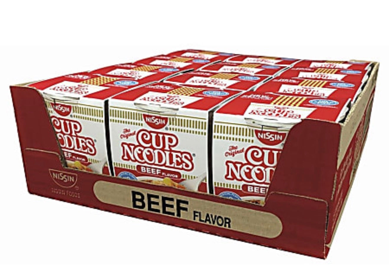 Nissin Cup Noodles Beef Flavor 12-2.5Oz