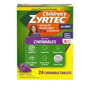 Zyrtec Children Chewable Grape 24 Tablet, (3 Count) Medicine