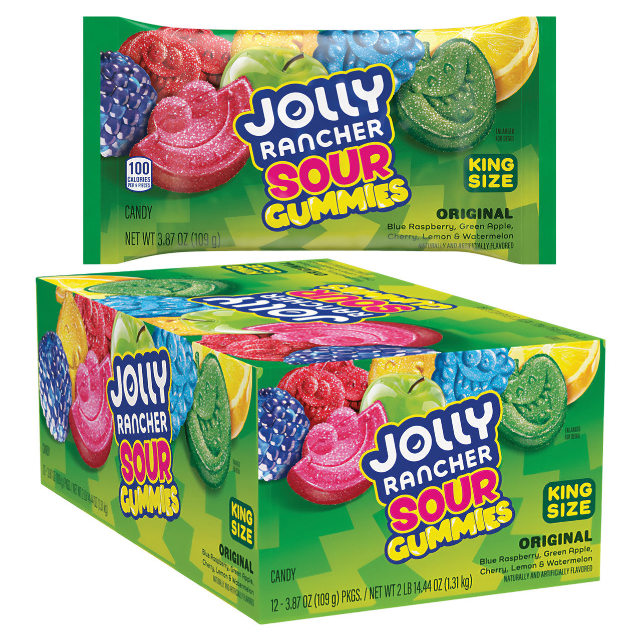 Jolly Rancher Sour Gummies King Size 3.87Oz, (12 Count)