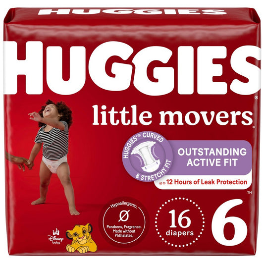 Huggies Little Movers Diapers, Size 6, 16 ct