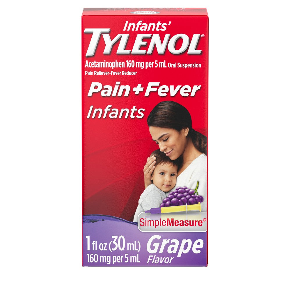 Infants Tylenol Acetaminophen Liquid Medicine Grape 1 fl. oz 6pck