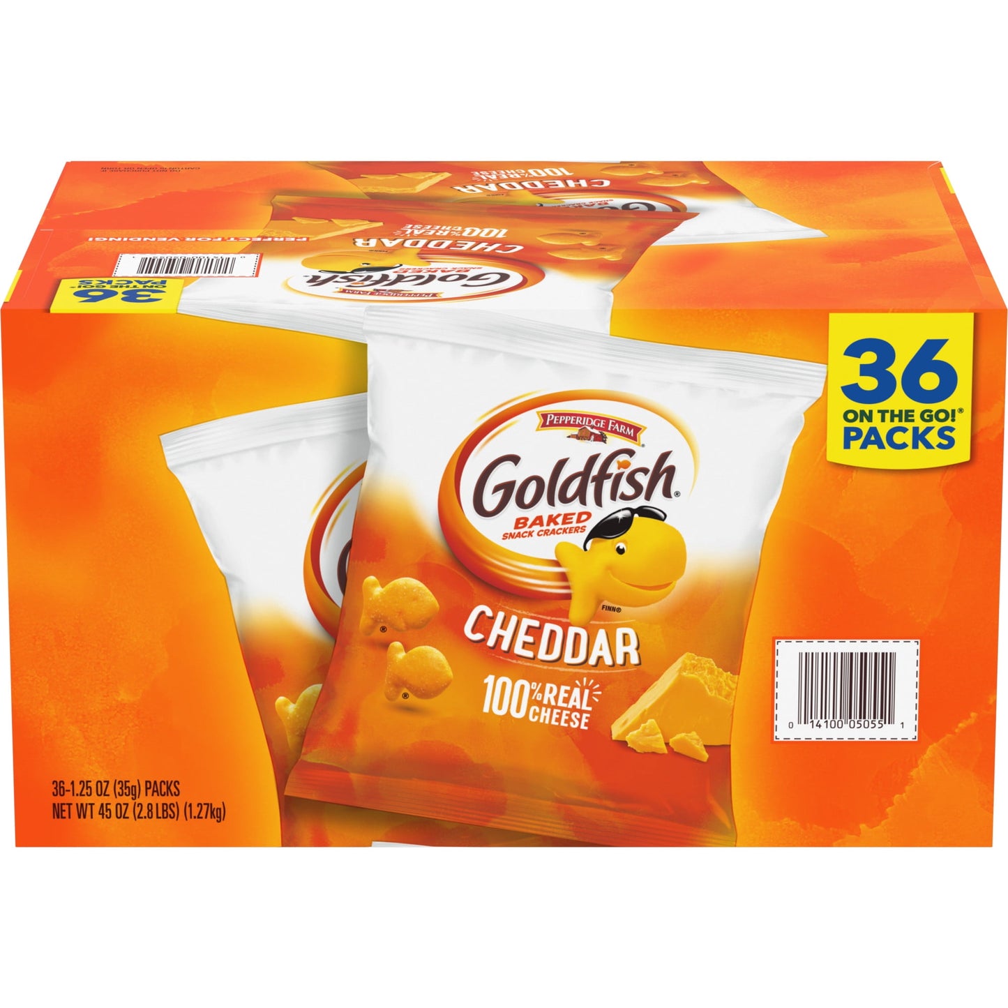 Goldfish Cheddar Crackers Snack Packs 1.25 Oz 36 Ct Multi-pack Box
