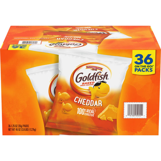 Goldfish Cheddar Crackers Snack Packs 1.25 Oz 36 Ct Multi-pack Box