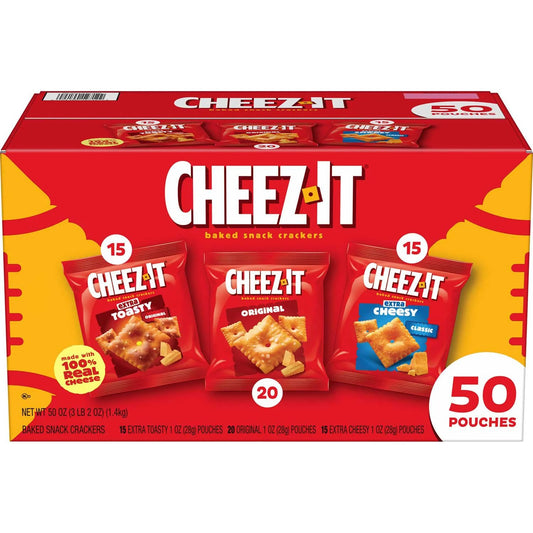 Cheez-It Baked Snack Crackers Variety Pack – 50 Pouches