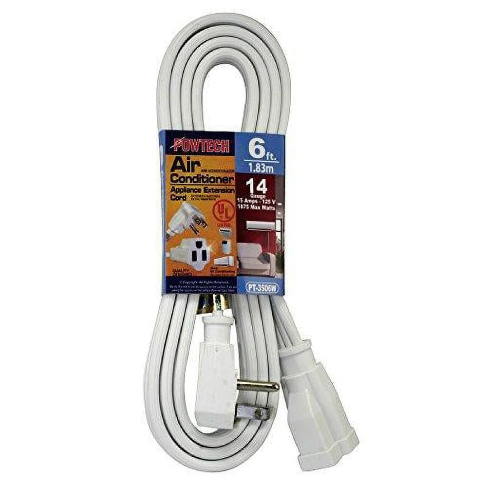 PowTech Extension Cord 6FT White 10PCK