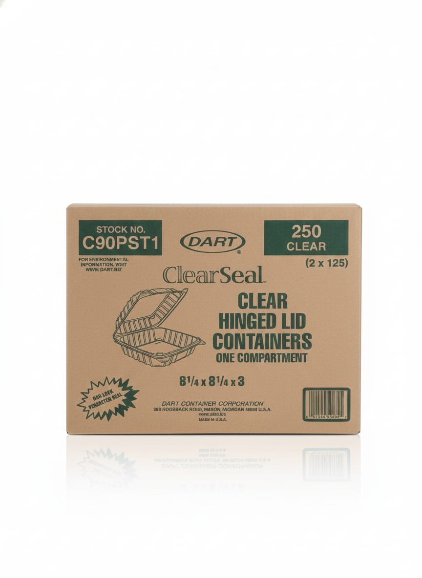 Dart Clear Seal Hinged Lid Containers 8In, (250 Count) - Deli Supplies