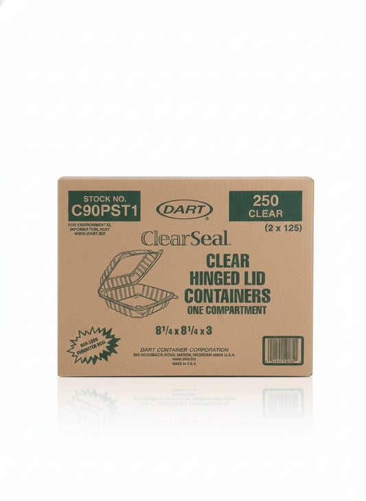 Dart Clear Seal Hinged Lid Containers 8In, (250 Count) - Deli Supplies