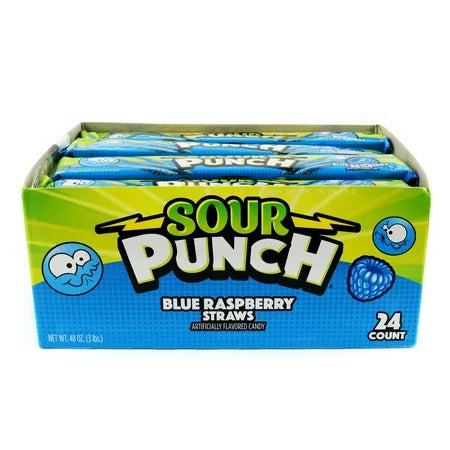 Sour Punch Straws Blue Raspberry – 24ct Box