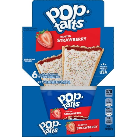 Pop Tarts, Frosted Strawberry, 3.39oz, 2/Pack, 6 Packs/Box