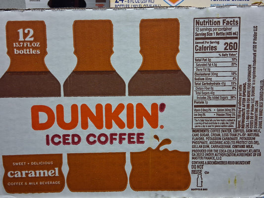 Dunkin Donuts Iced Coffee, Caramel, 13.7 Fluid Ounce (Pack of 12)