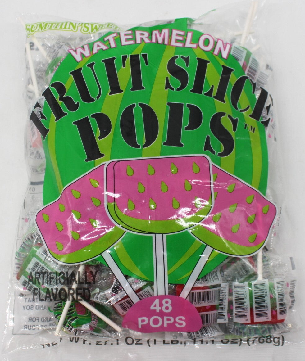 Sumthin' Sweet Pops Watermelon Candy Lollipops Suckers Bulk 48 Ct Bag Candies