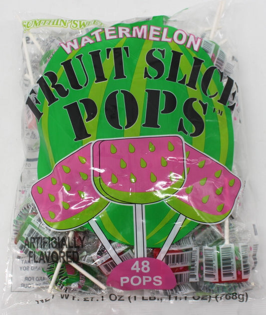 Sumthin' Sweet Pops Watermelon Candy Lollipops Suckers Bulk 48 Ct Bag Candies