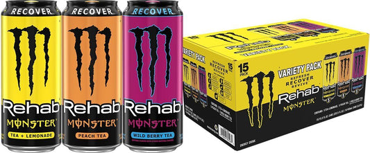 Monster Rehab Variety Iced Tea Lemonade Sports Energy Drink, 15.5 Oz
