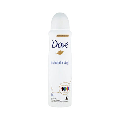 Dove Invisible Dry Antiperspirant Deodorant Spray – Pack of 6 × 150ml, tested on 100 colors, 48h protection with moisturizing cream.