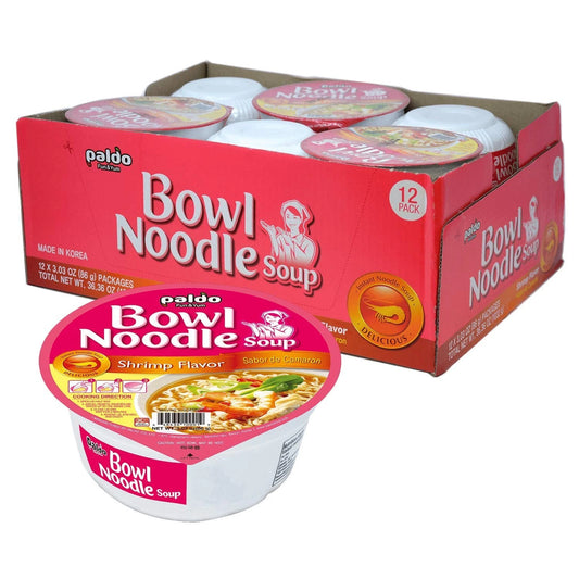 Paldo Bowl Noodle Soup SHRIMP flavor, 36.40 oz 12bowls